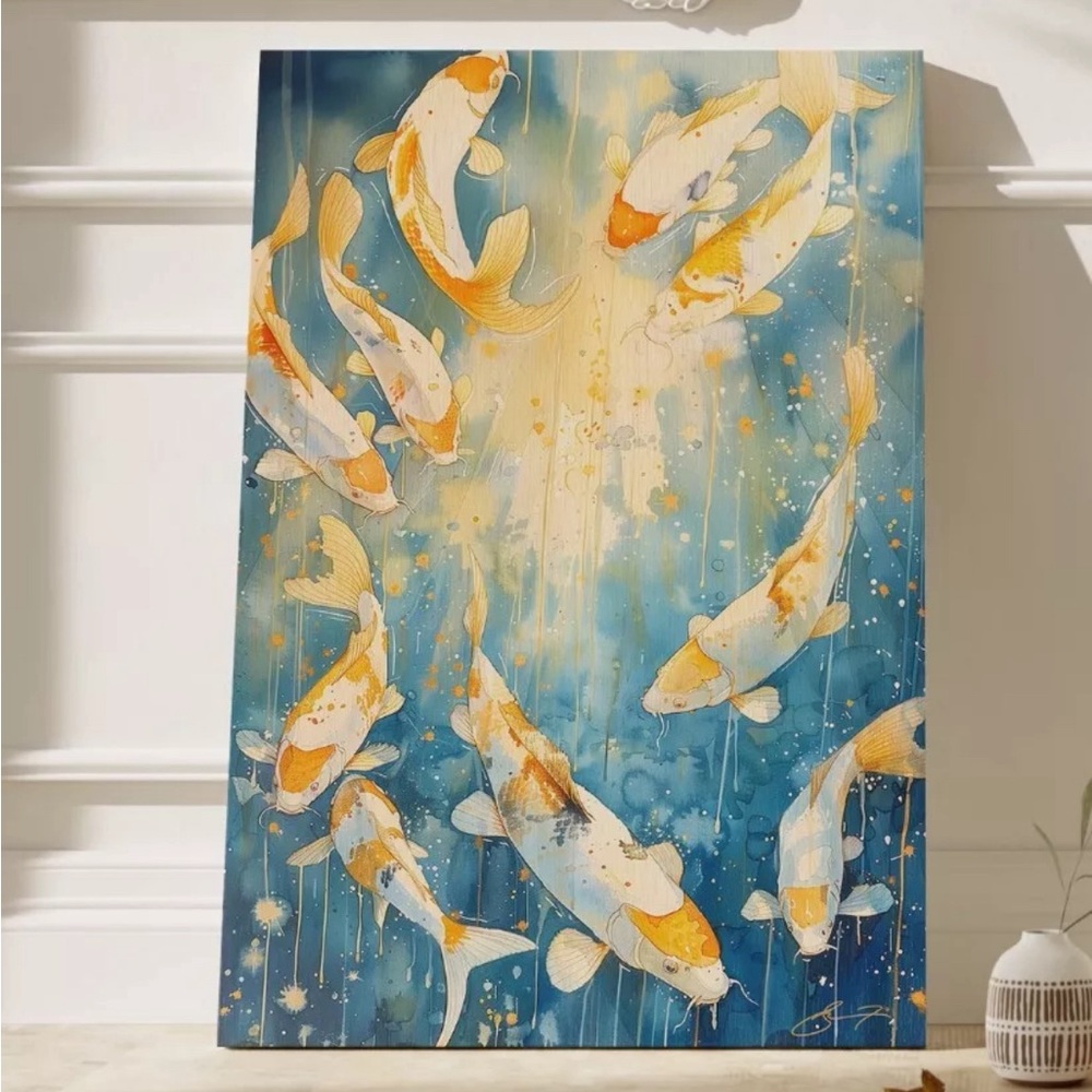 "SUNLIT KOI"
24"X36" QUALITY CANVAS ART PRINT READY TO HANG
Print of watercolor